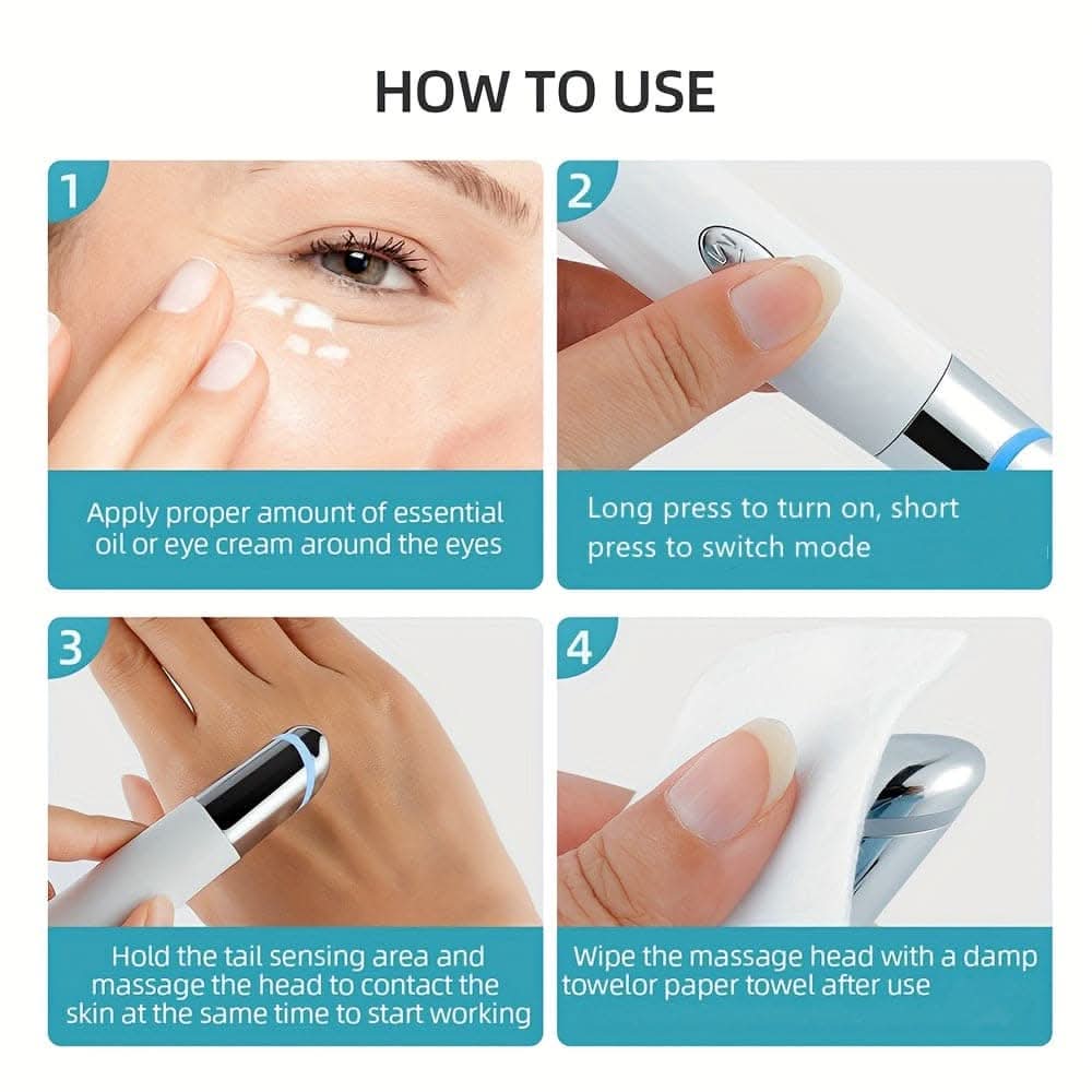 Rechargeable Eye Massager Wand – Heated Vibration Facial Tool for Skin Care