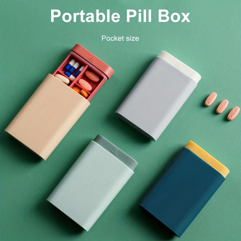 4-Pack Travel Pill Organizer – Portable 6-Grid Pill Box