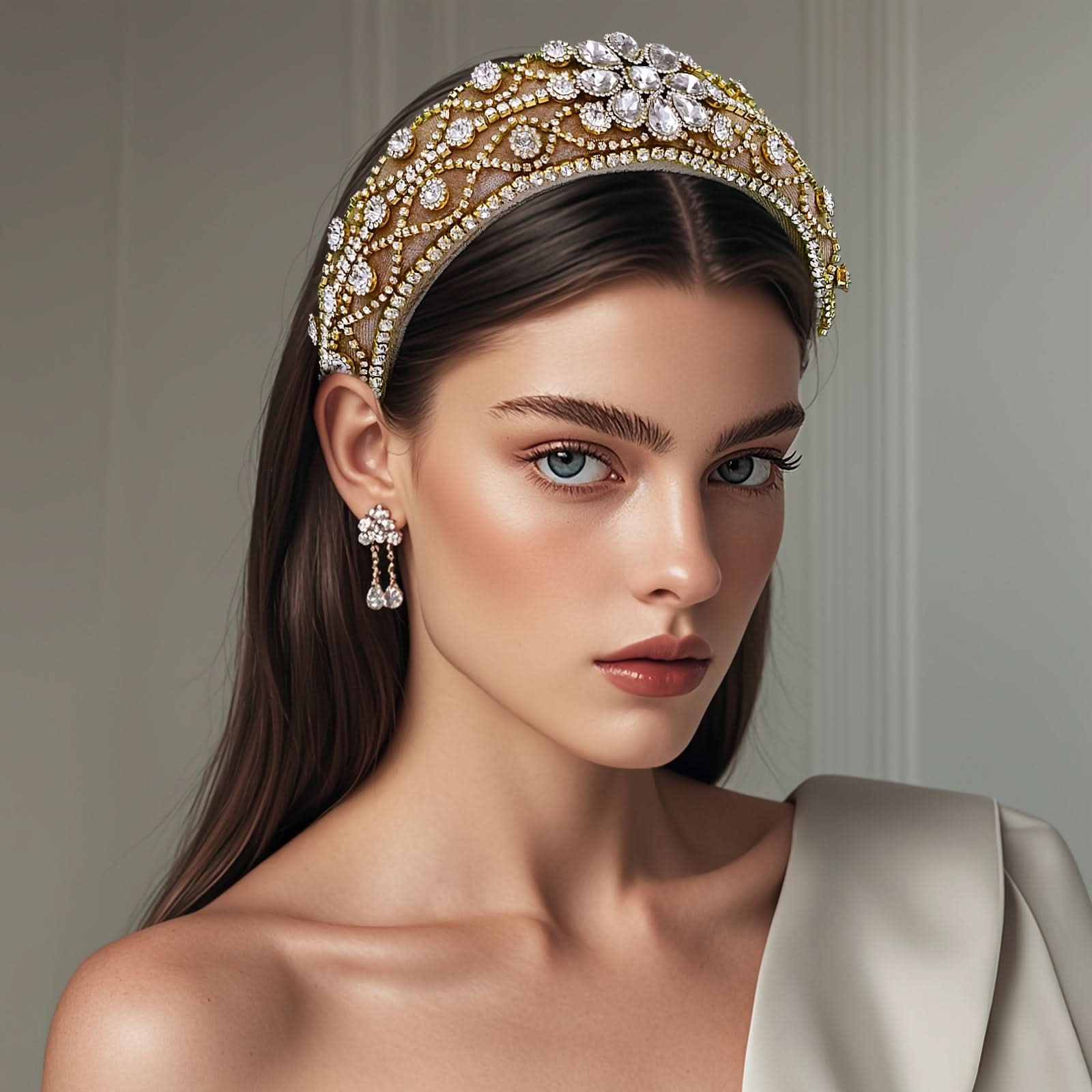 Baroque Style Rhinestone Hairband for Women - Elegant Fashionable Headpiece for Parties, Daily Wear, and Special Occasions - Hand Wash Only, No Power Needed, Featherless - YXA252