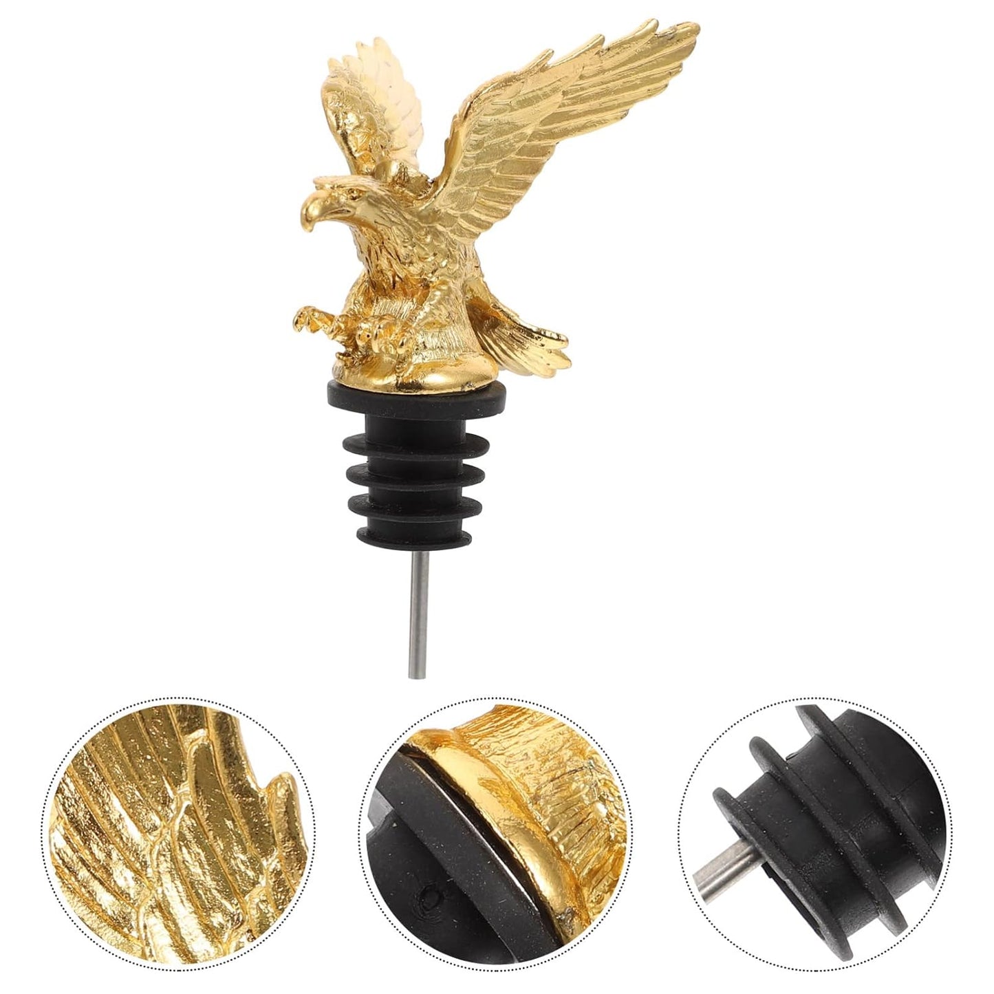 Eagle Wine Pourer Spout & Bottle Stopper – Metal Wine Aerator and Decanter Accessory for Bars