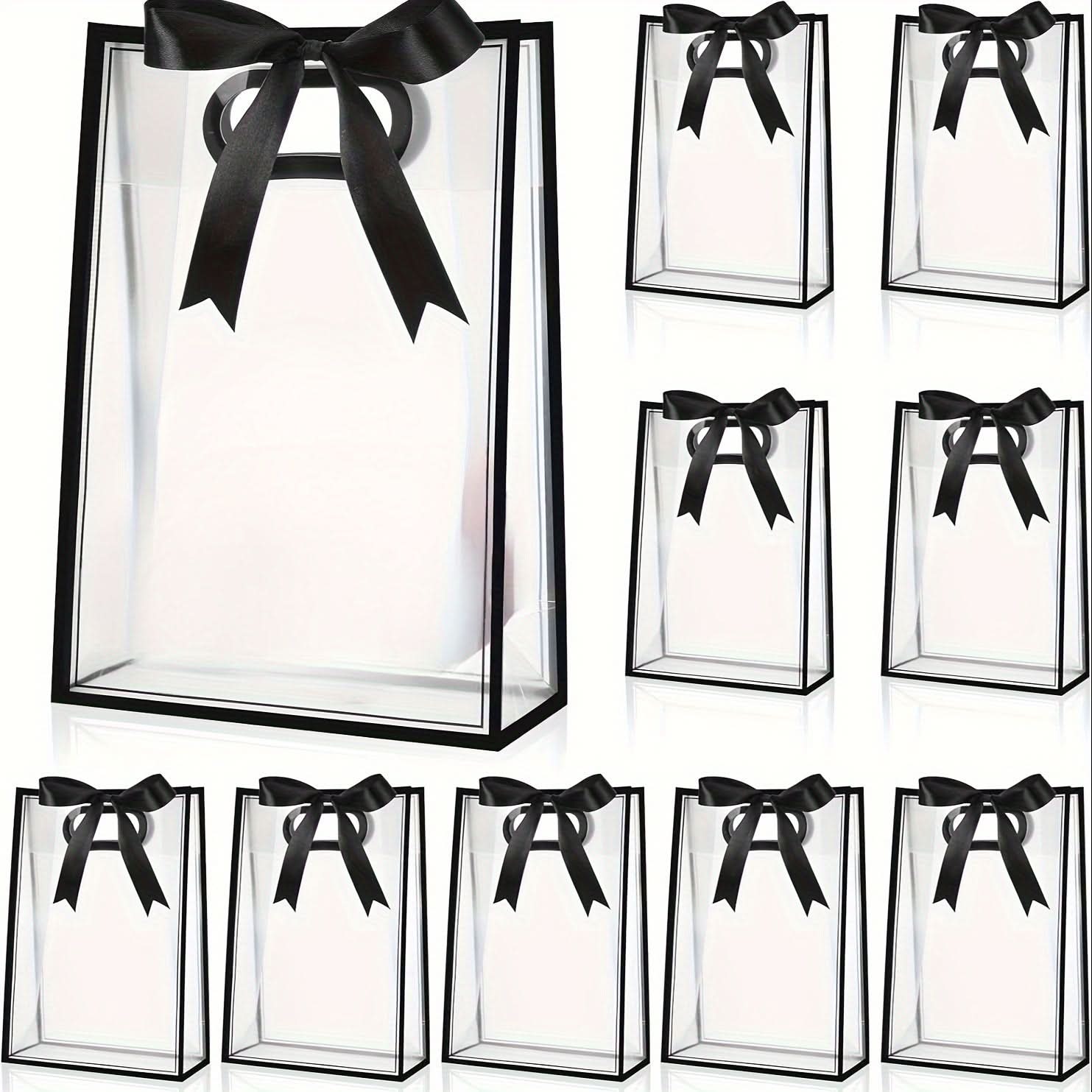 12pcs Reusable Transparent Gift Bags – Sturdy PP Material, Molded Handles