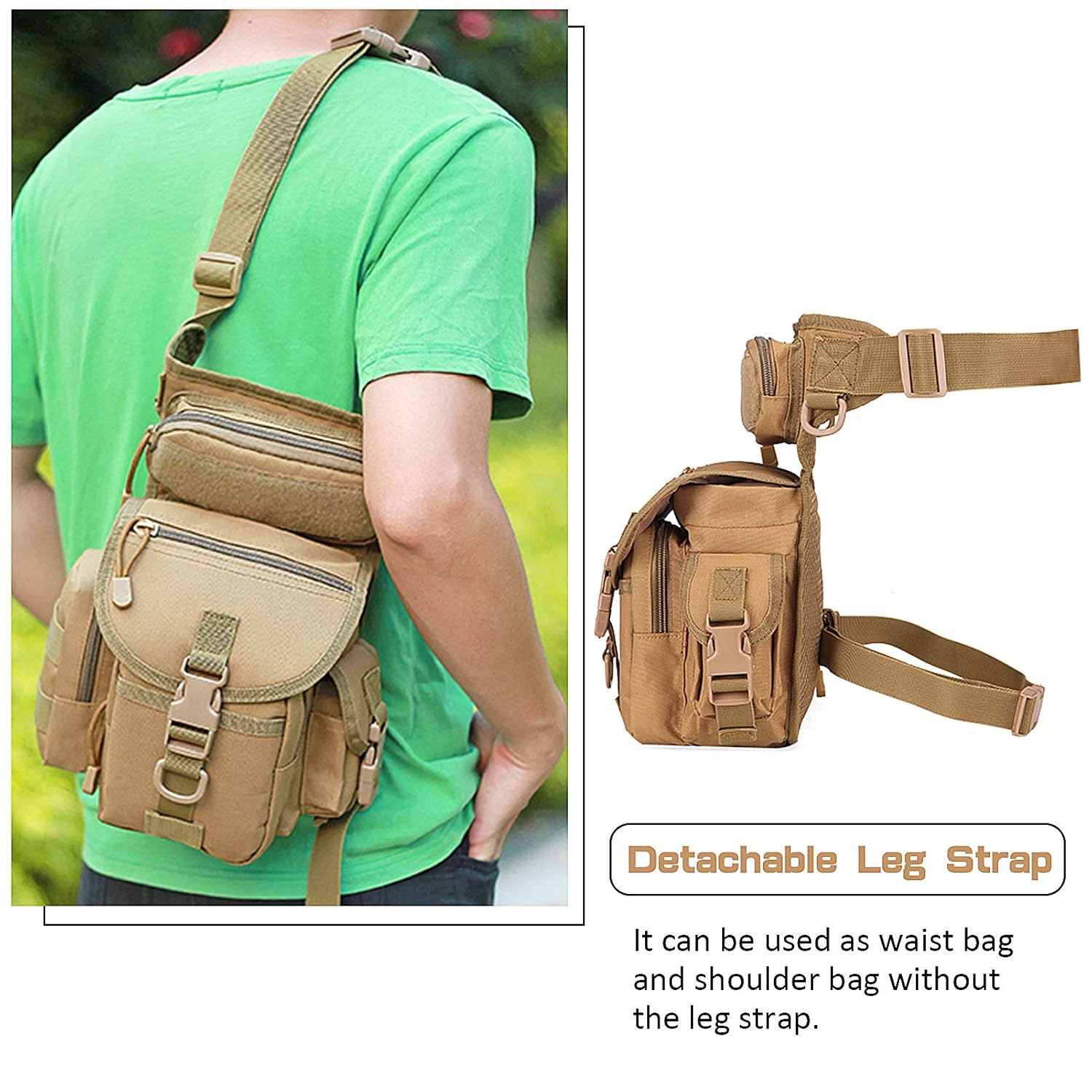 Waterproof Drop Leg Hiking Bag – Nylon Thigh & Waist Pack for Travel and Outdoor Adventures