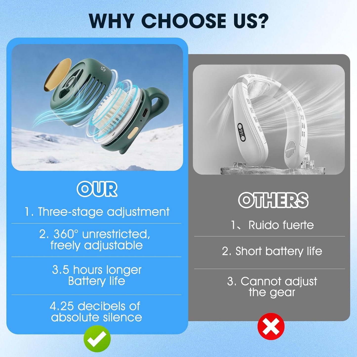Portable Mini USB Fan – Rechargeable Bladeless Desktop & Neck Clip Cooling Fan