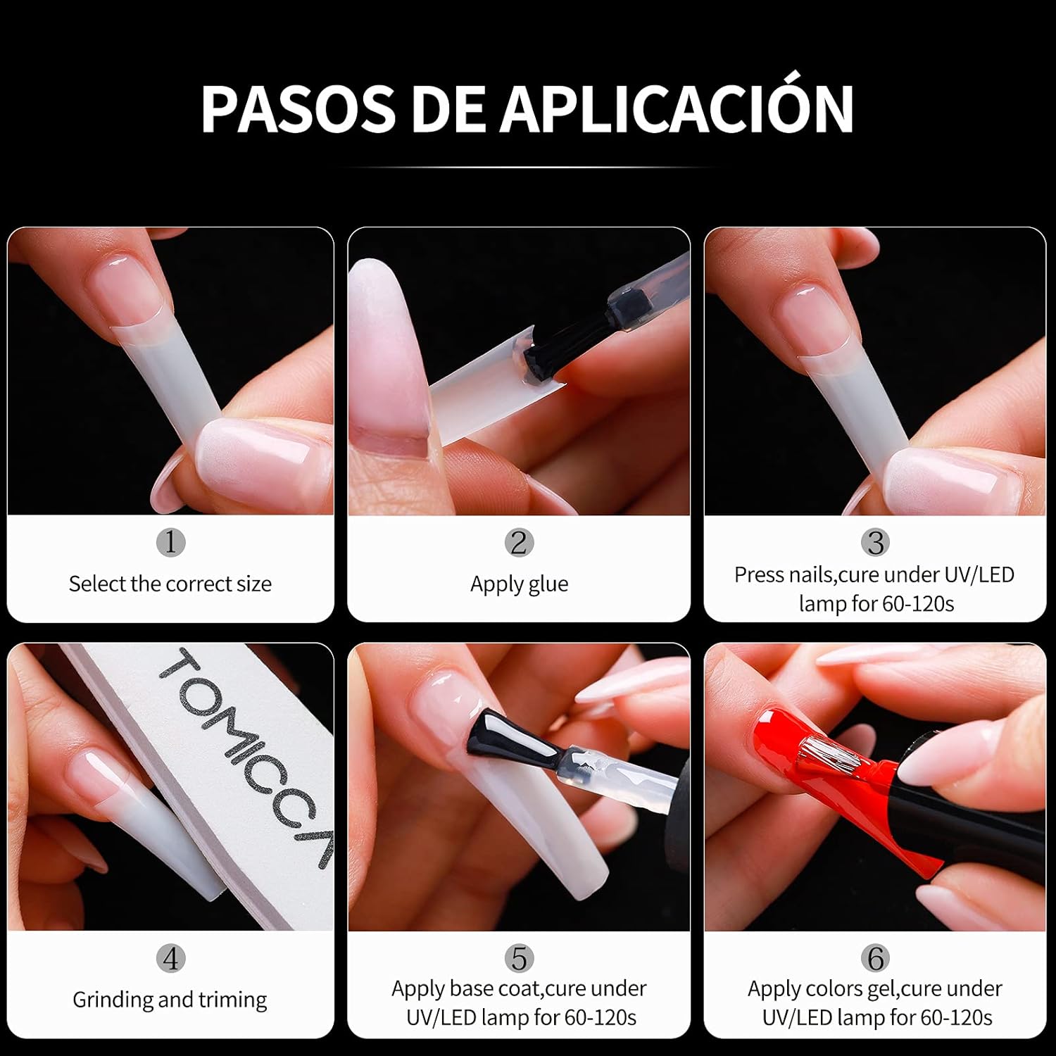 500PCS French Coffin Ballerina Press-On Nails – Gel Finish False Nail Tips with 10 Sizes & Storage Case