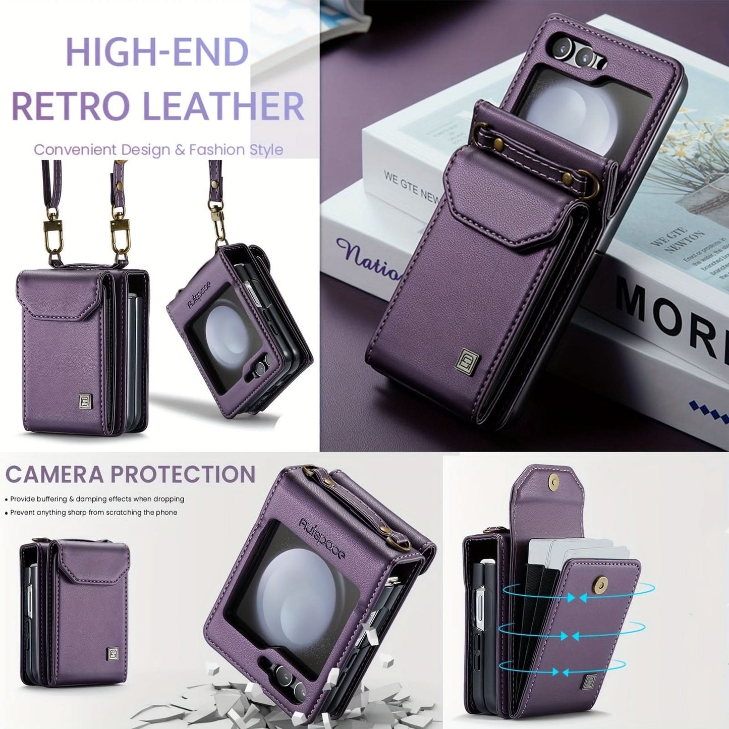 Retro PU Leather Shockproof Wallet Case for Samsung Galaxy Z Flip 5 5G