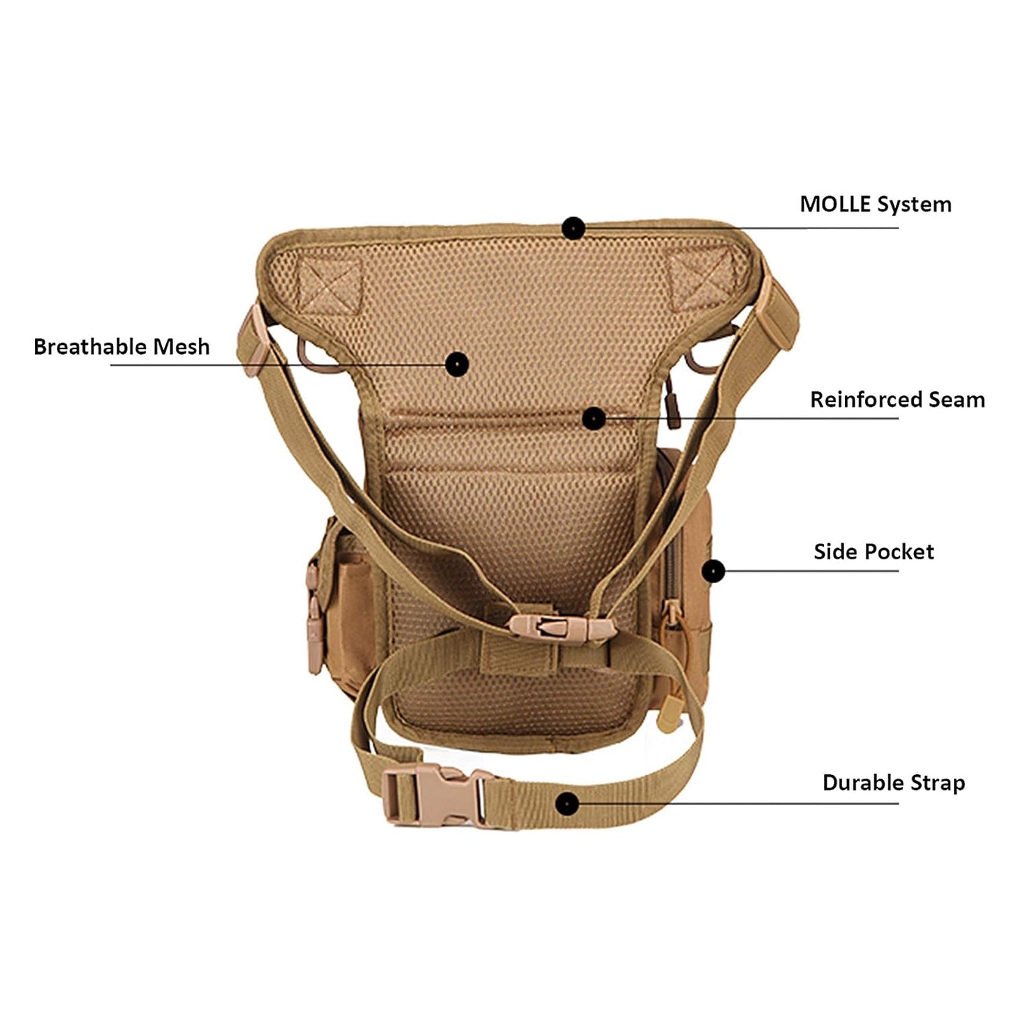 Waterproof Drop Leg Hiking Bag – Nylon Thigh & Waist Pack for Travel and Outdoor Adventures