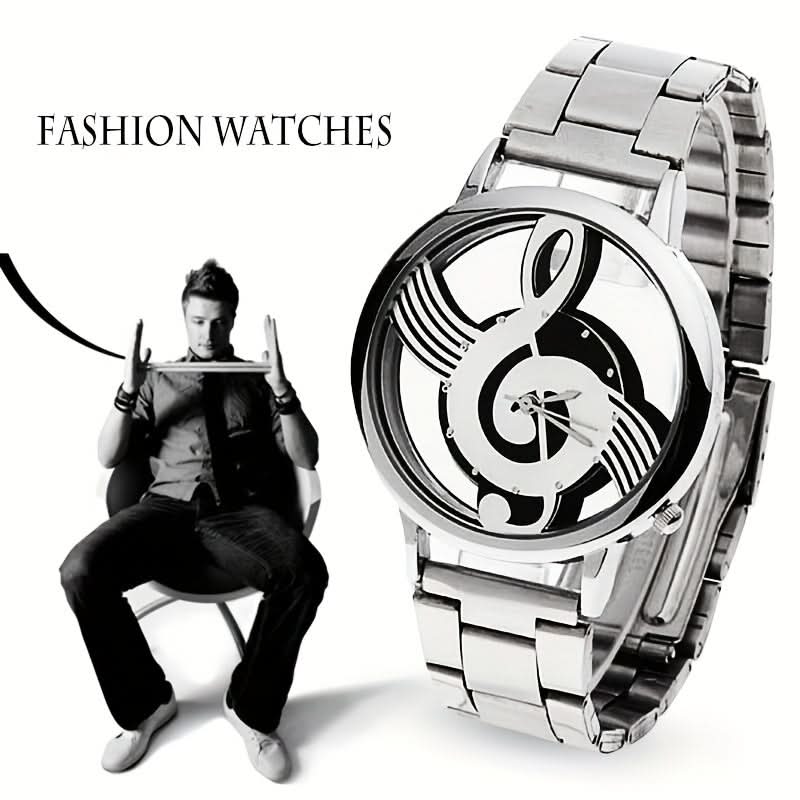 Men's Skeleton Quartz Watch – Stainless Steel Business Style with Transparent Case