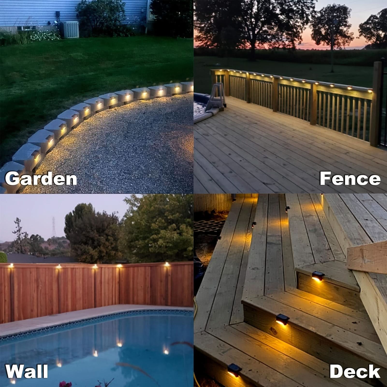 4 Pcs Solar Powered Outdoor Garden Lights - Waterproof LED