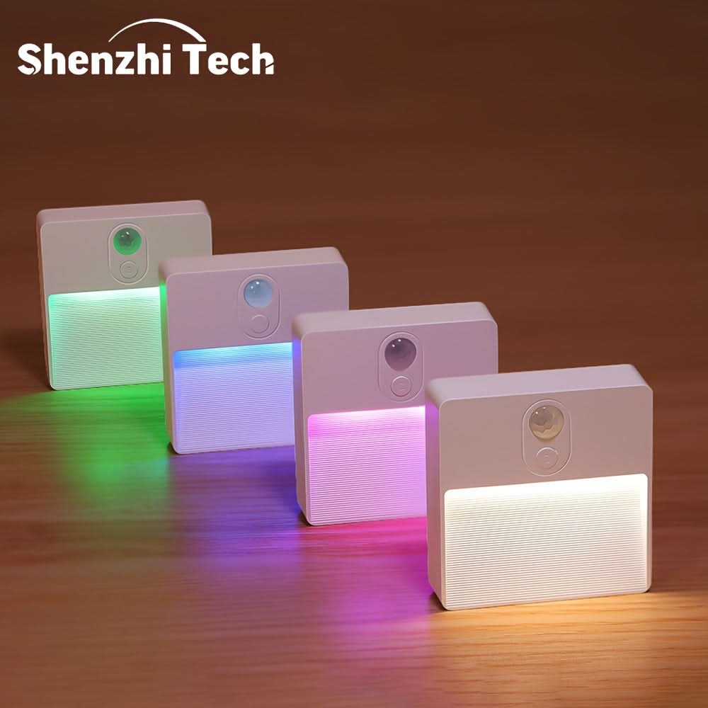 RGB Motion Sensor Night Light - USB Rechargeable LED Wall Lamp