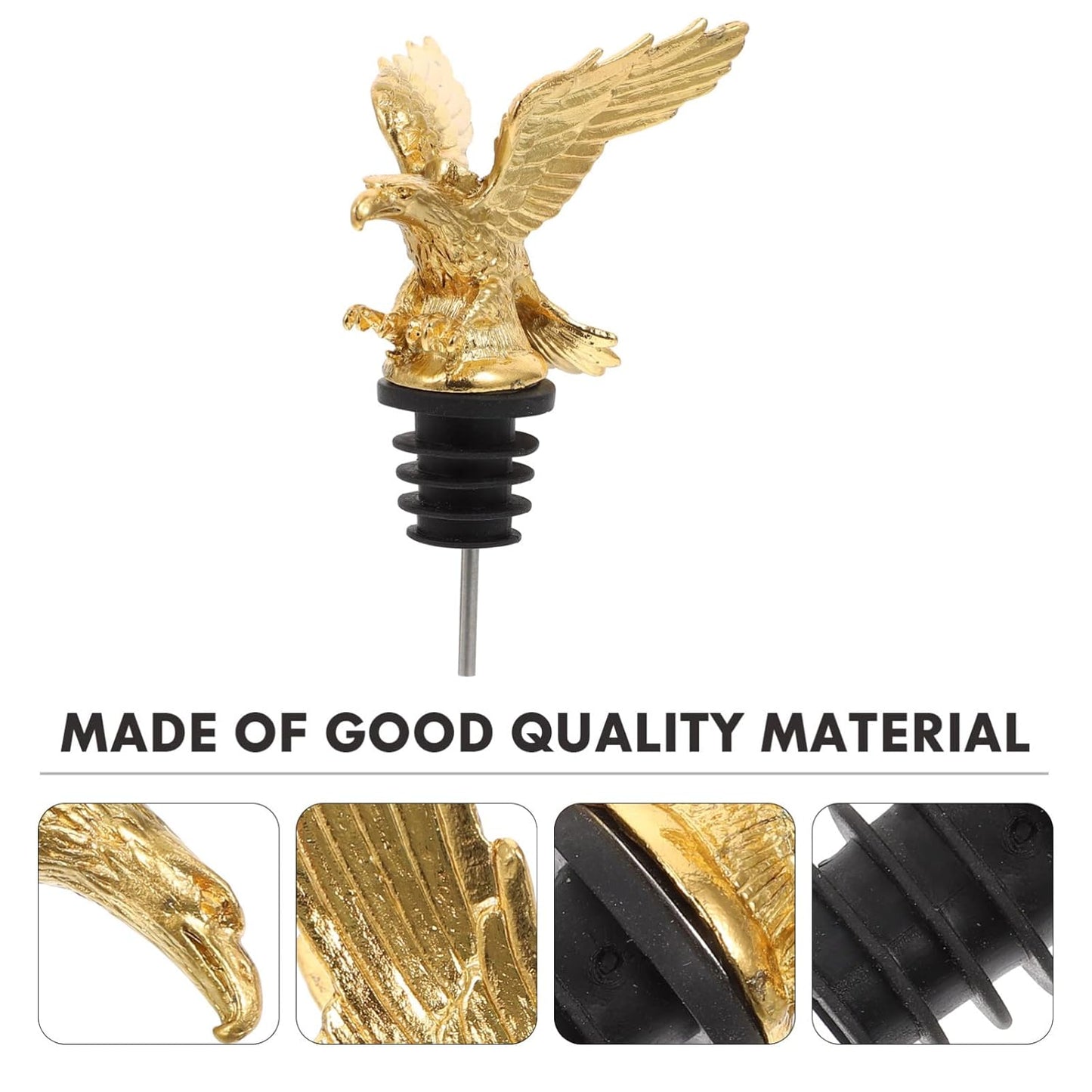 Eagle Wine Pourer Spout & Bottle Stopper – Metal Wine Aerator and Decanter Accessory for Bars