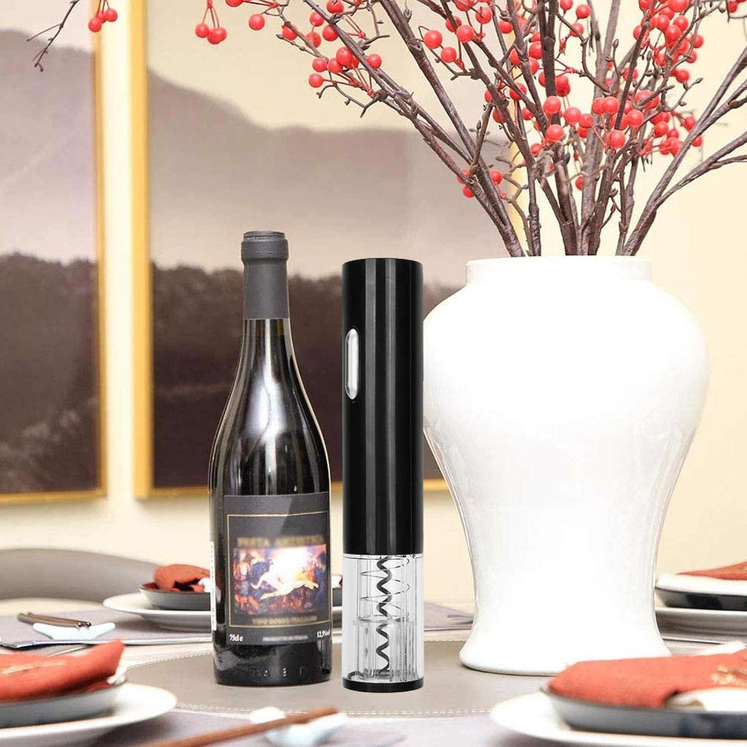 Electric Wine Bottle Opener – Luxury Stainless Steel & Polycarbonate Corkscrew for Effortless Bottle Opening