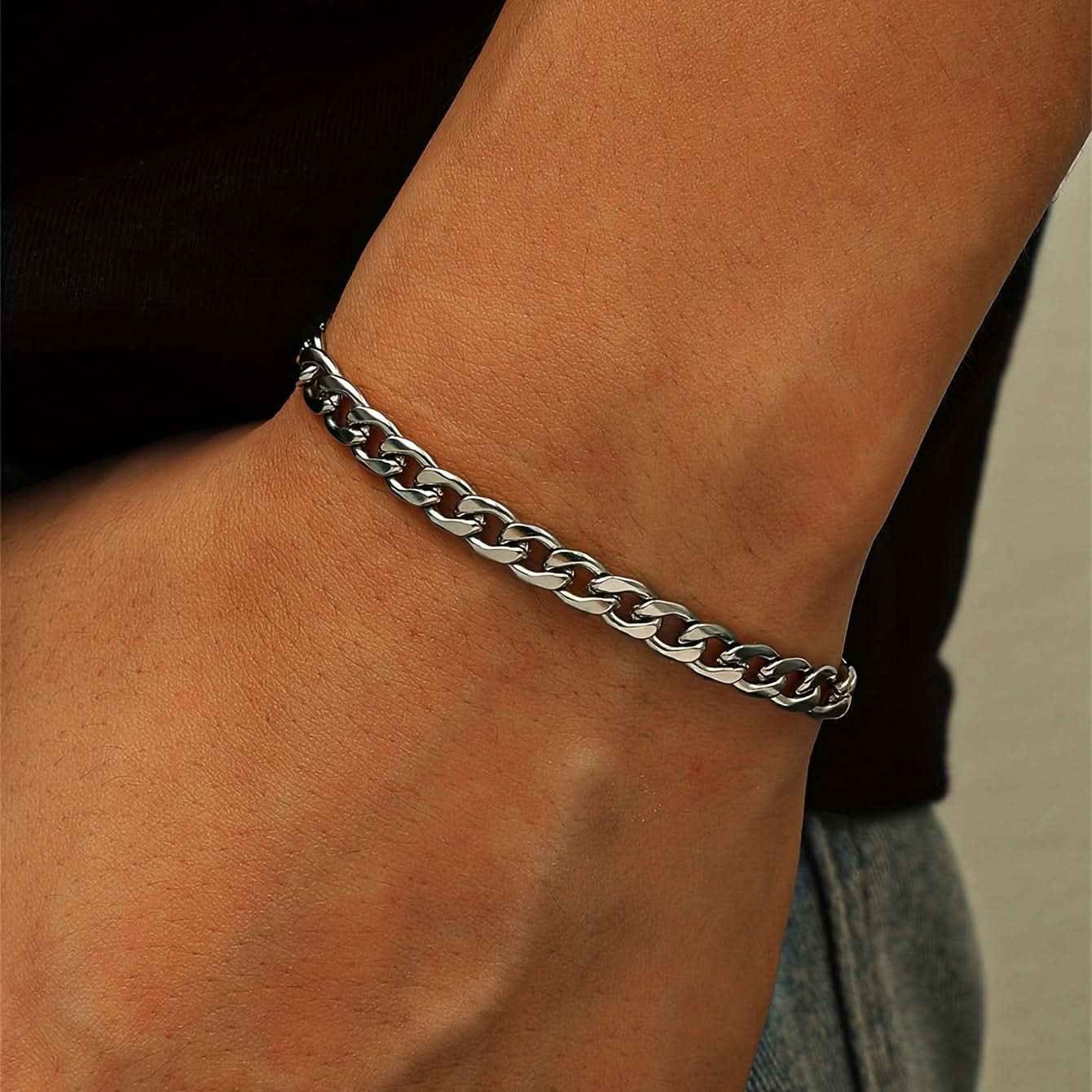 Men's Stainless Steel Chain Bracelet - Minimalist Style
