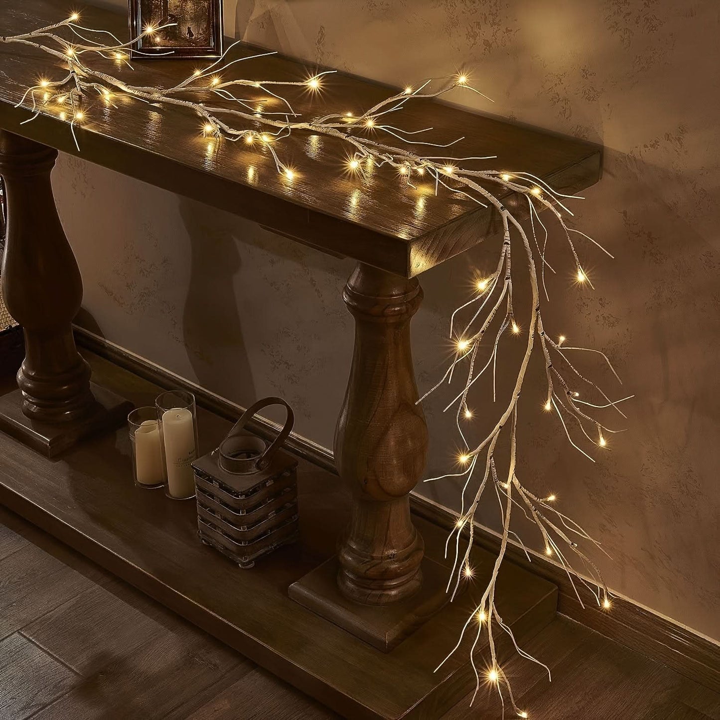 6ft Pre-Lit Birch Garland with 48 LEDs - Battery Operated, Remote & Timer Control