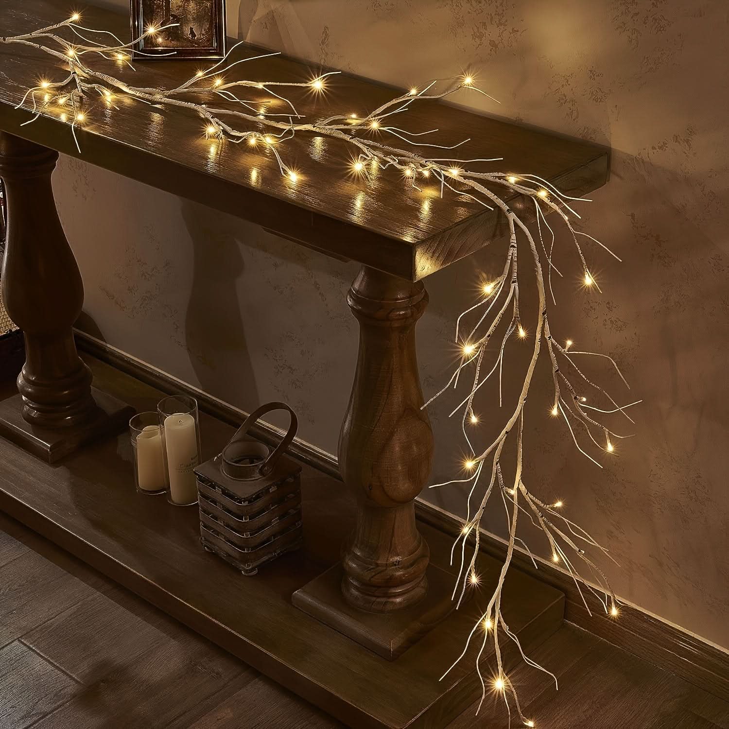 6ft Pre-Lit Birch Garland with 48 LEDs - Battery Operated, Remote & Timer Control