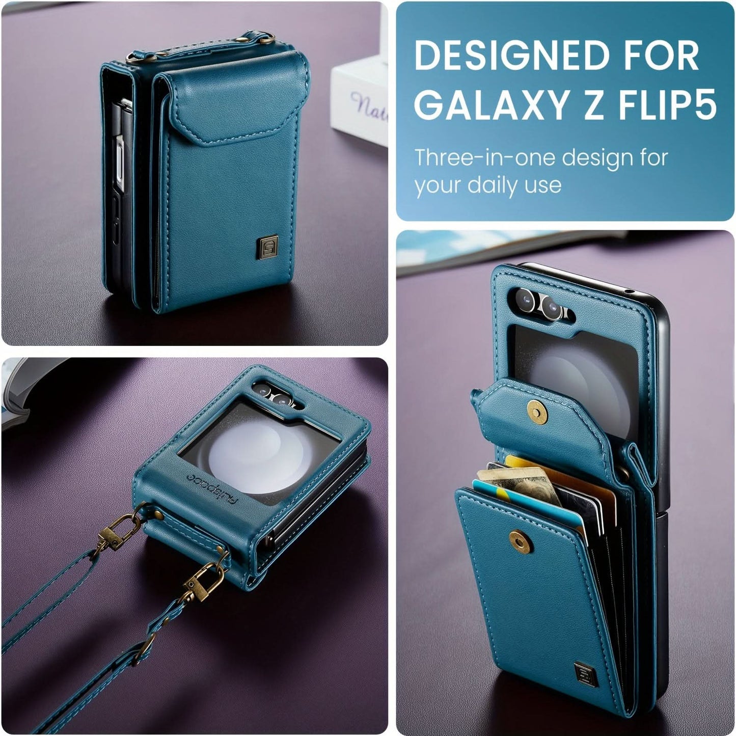 Retro PU Leather Shockproof Wallet Case for Samsung Galaxy Z Flip 5 5G