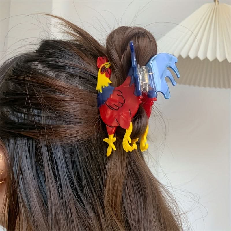 Cartoon Rooster Acetate Hair Claw Clip for Women