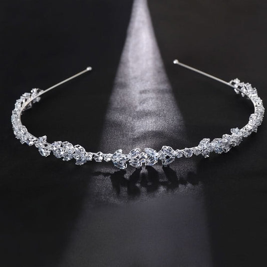 Elegant Silver Leaf Bridal Headband with Rhinestones