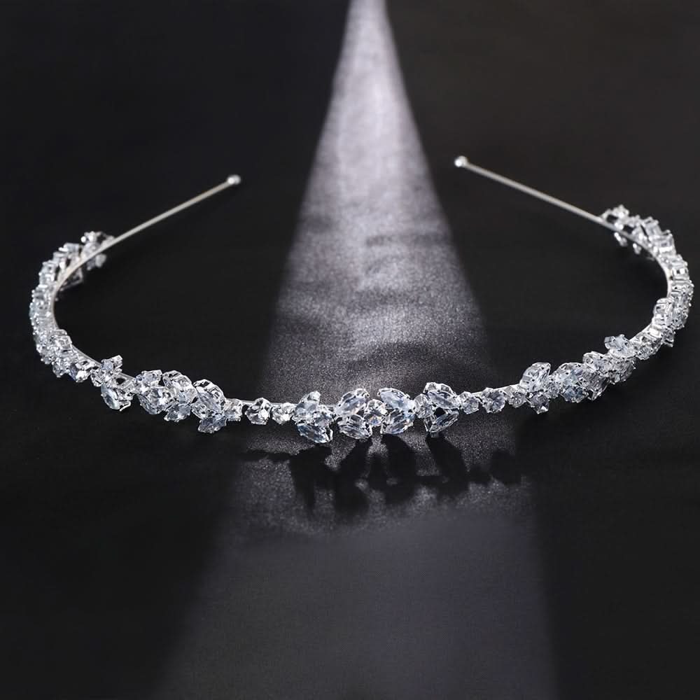 Elegant Silver Leaf Bridal Headband with Rhinestones
