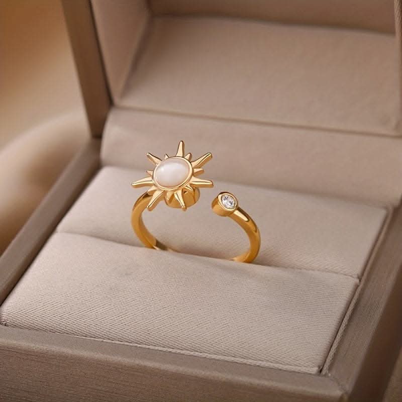 Adjustable Opal Sun Ring – Stainless Steel