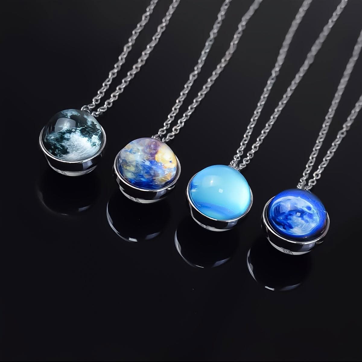 Solar System Glass Pendant Necklace - Celestial Jewelry