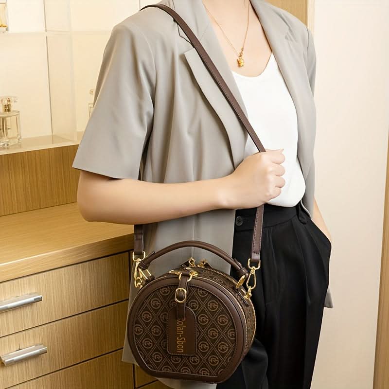 Chic Round Geometric Print Crossbody Satchel