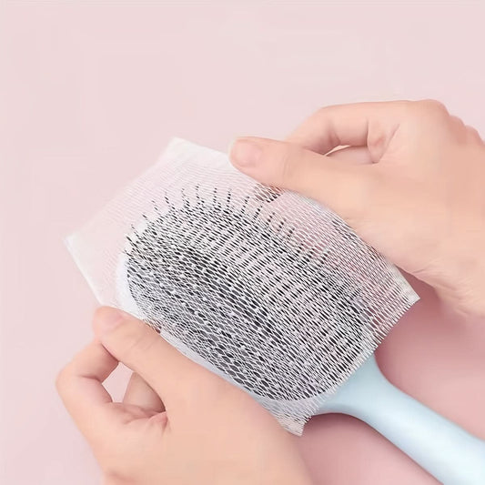 50pcs Disposable Hair Brush Cleaning Nets – PEVA Covers for Easy Hair Removal