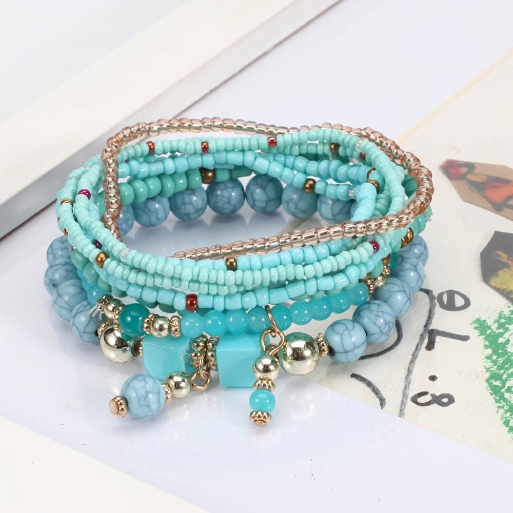 Colorful Resin Boho Beaded Stackable Bracelet Set