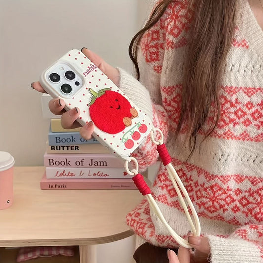 Polka Dot Tomato iPhone Case with Lanyard