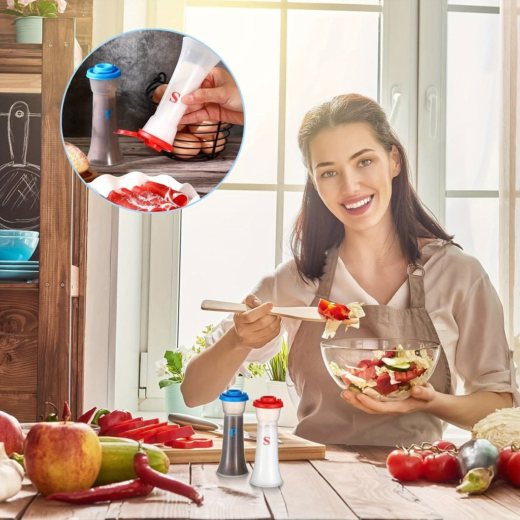 1/2/4pcs/set, Plastic Salt & Pepper Shakers with Lids - Moisture Proof Holder