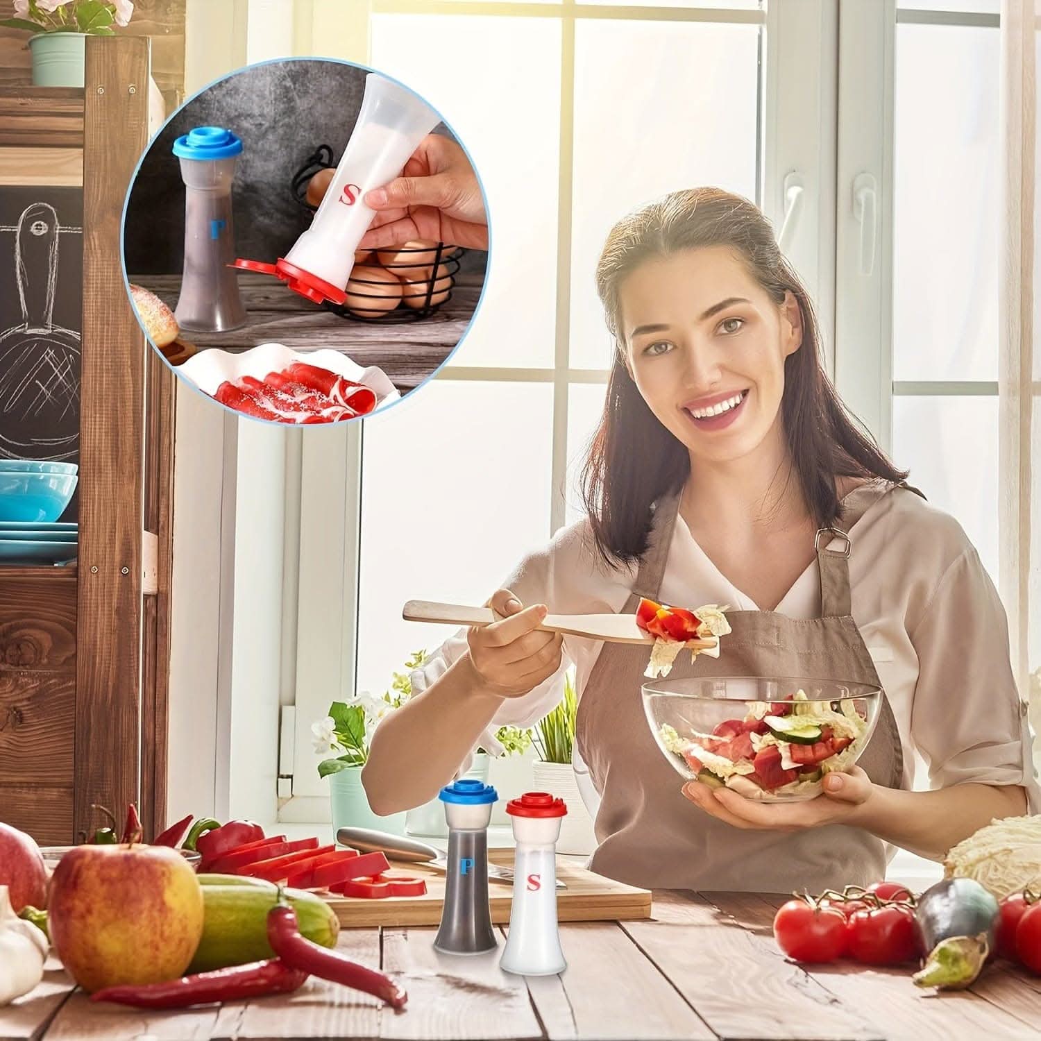 1/2/4pcs/set, Plastic Salt & Pepper Shakers with Lids - Moisture Proof Holder