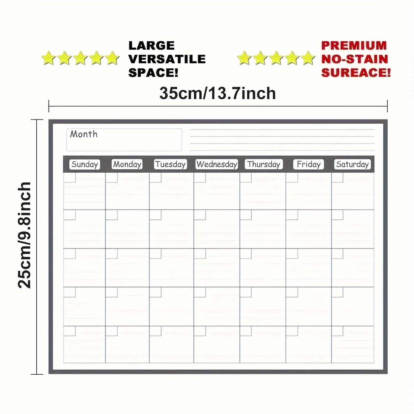 Magnetic Erasable Monthly Planner Calendar for Fridge