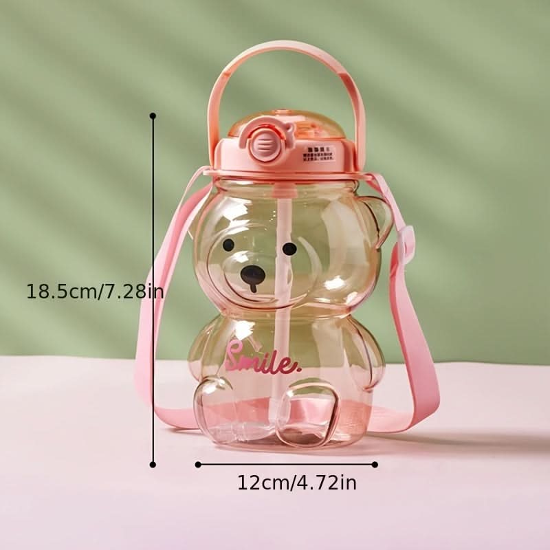 1000ml Kids' Cartoon Bear Straw Bottle – BPA-Free
