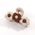 Vintage Flower Hair Claw Clip – Large Knitted Shark Clip for Women