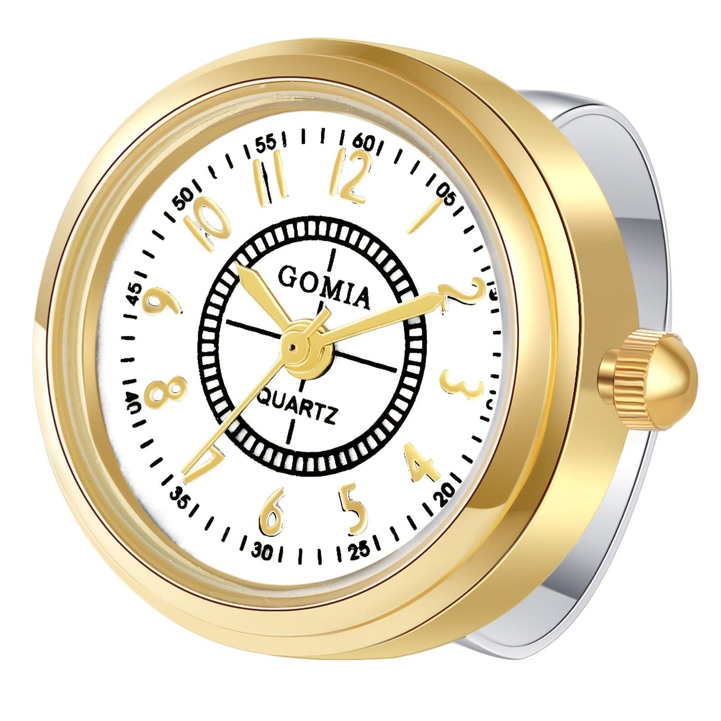Chic Stainless Steel Quartz Ring Watch – Adjustable, Roman Numerals, Women’s Sports Style