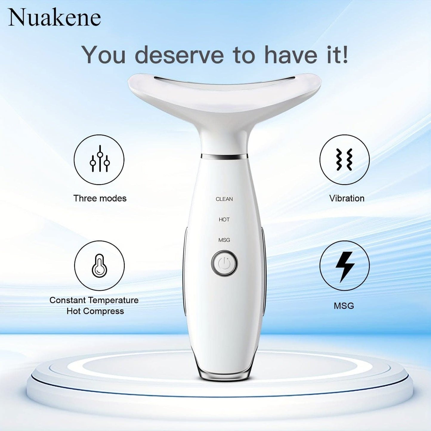Rechargeable Facial And Neck Massager With Tri-Color LED And Heating Mode