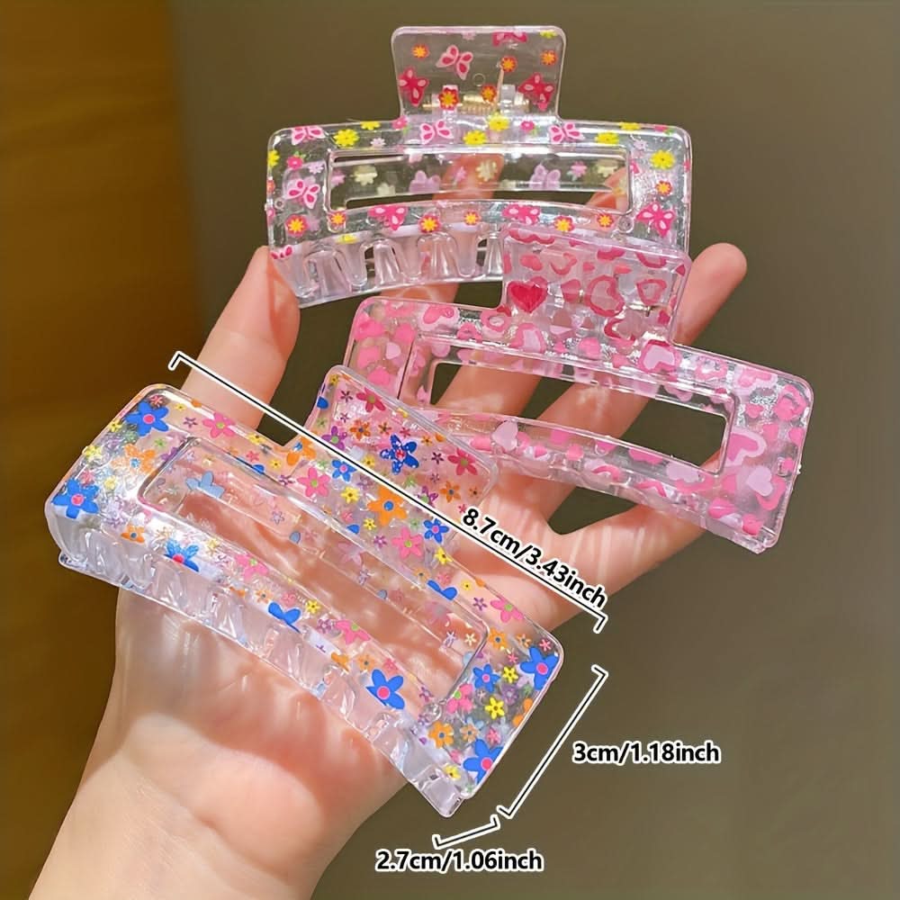 3-Pack Heart-Shaped Resin Hair Clips