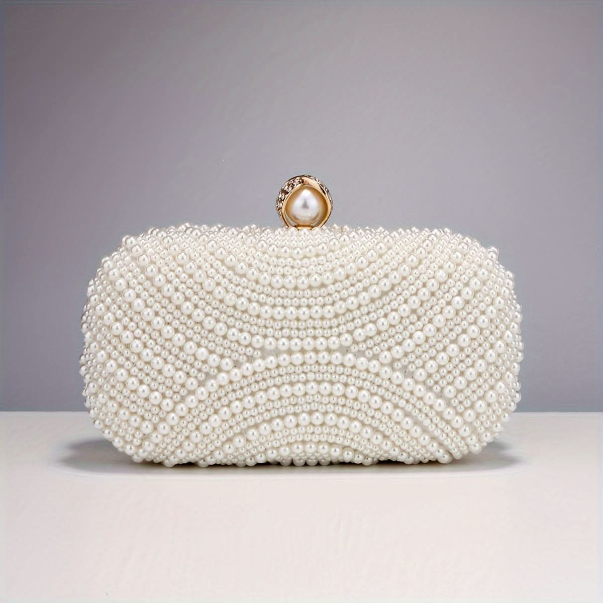 Beaded Evening Clutch with Faux Pearls