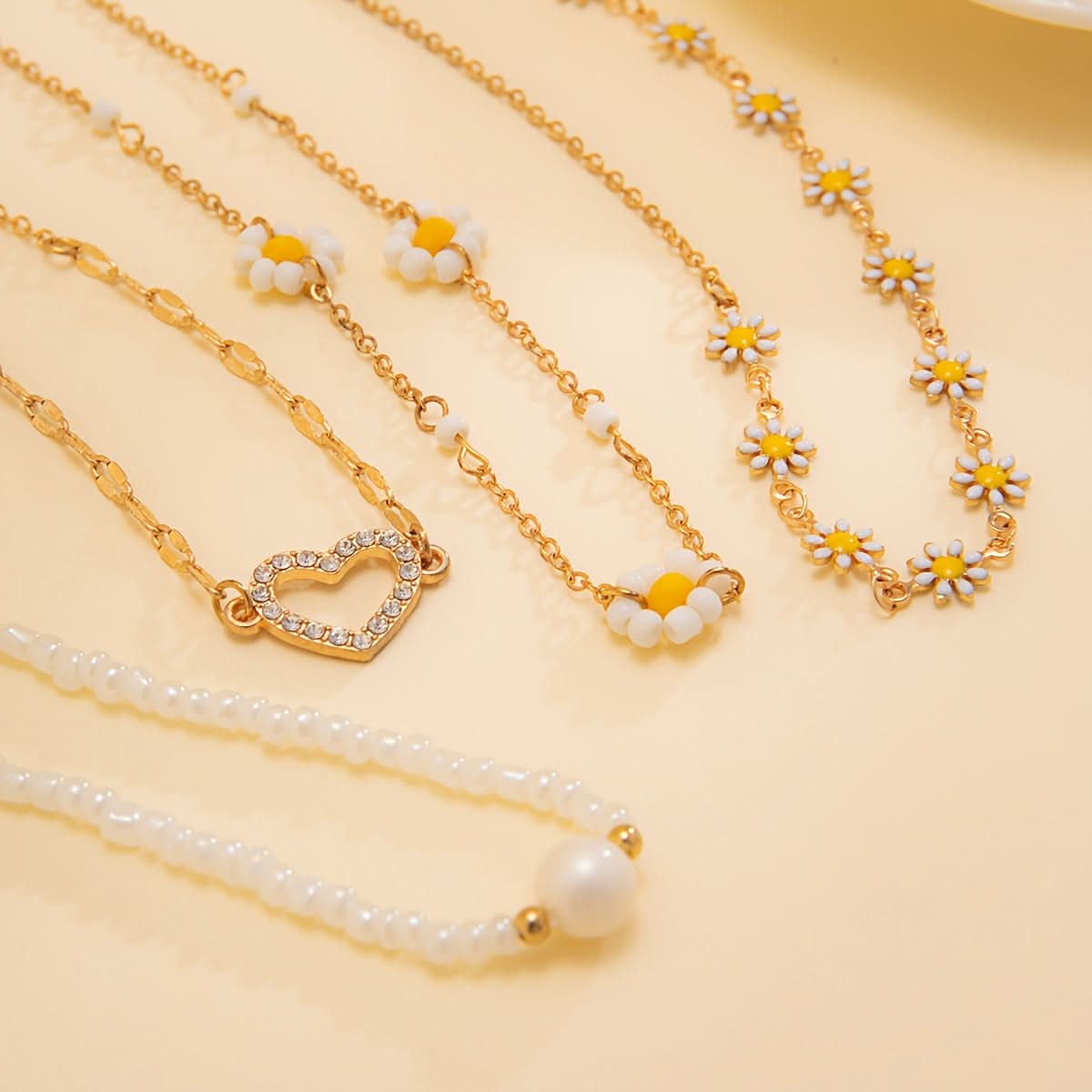 4pcs/Set Boho Chic Multilayer Pearl Beaded Necklace