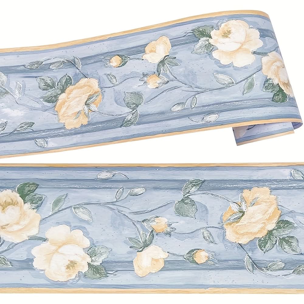 1 Roll 393.7in Flower Style Self-Adhesive Wallpaper Border