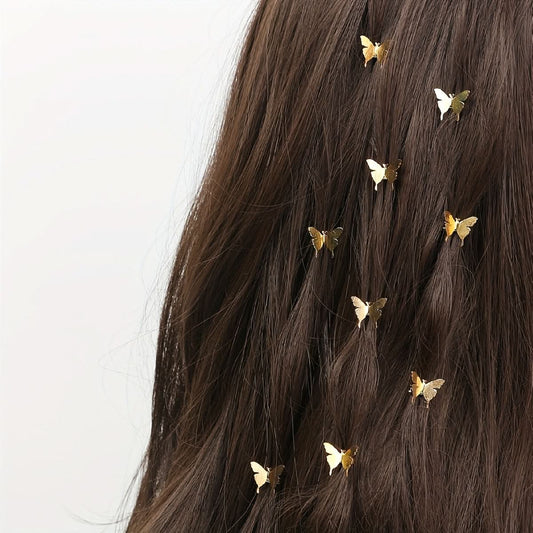 6pcs Golden Butterfly Hair Rings Set