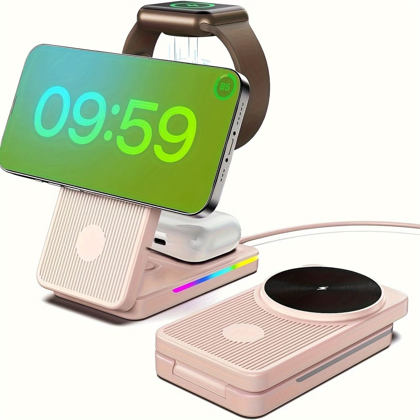 3-in-1 Foldable MagSafe Wireless Charging Station for Apple