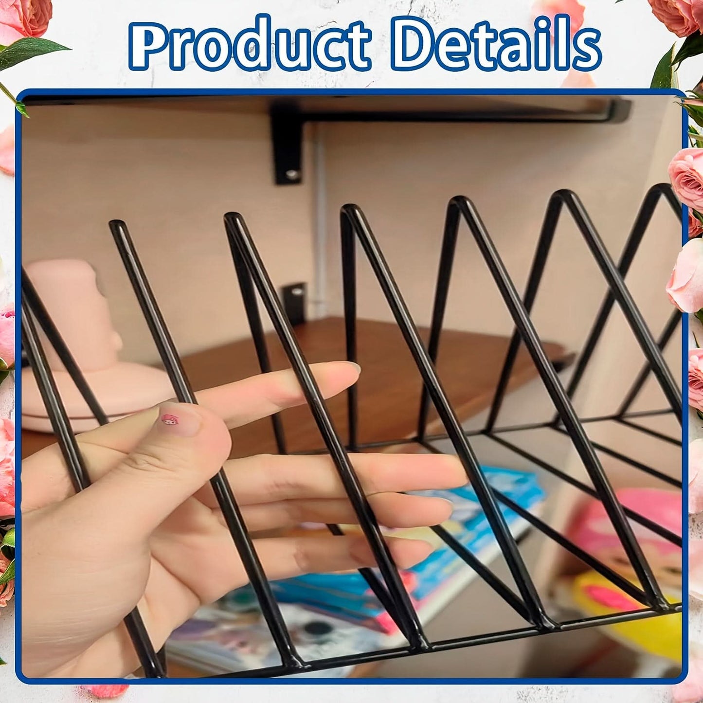 7-Section Metal Triangle File Organizer, Desktop Document Holder