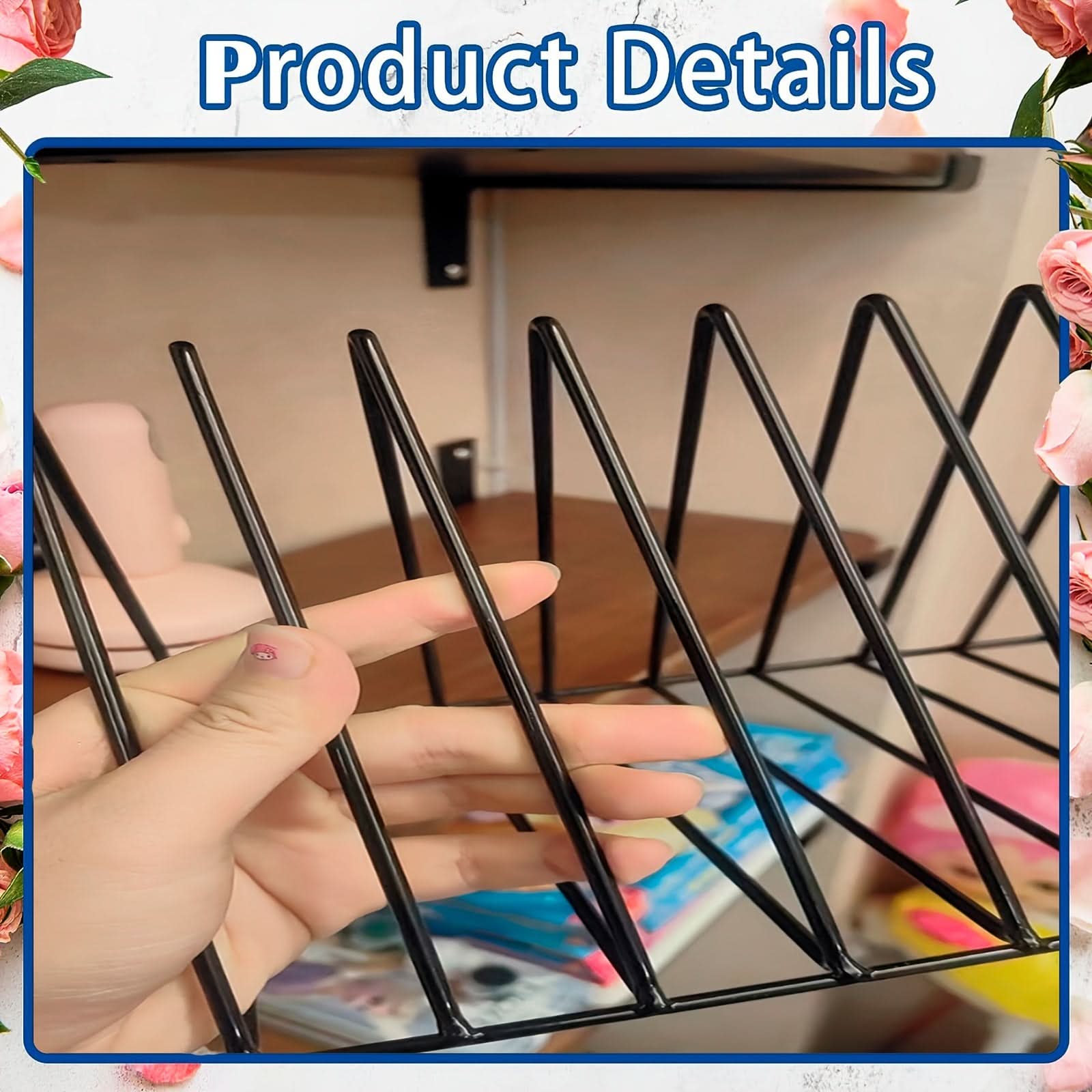 7-Section Metal Triangle File Organizer, Desktop Document Holder
