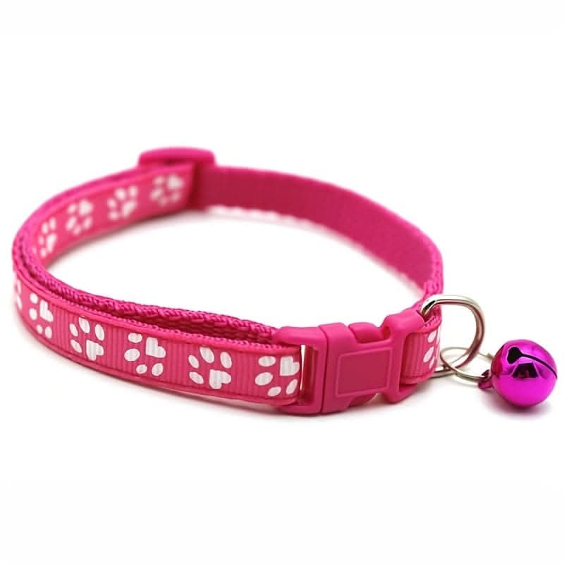 Adjustable Bell Collar with Paw Print Design