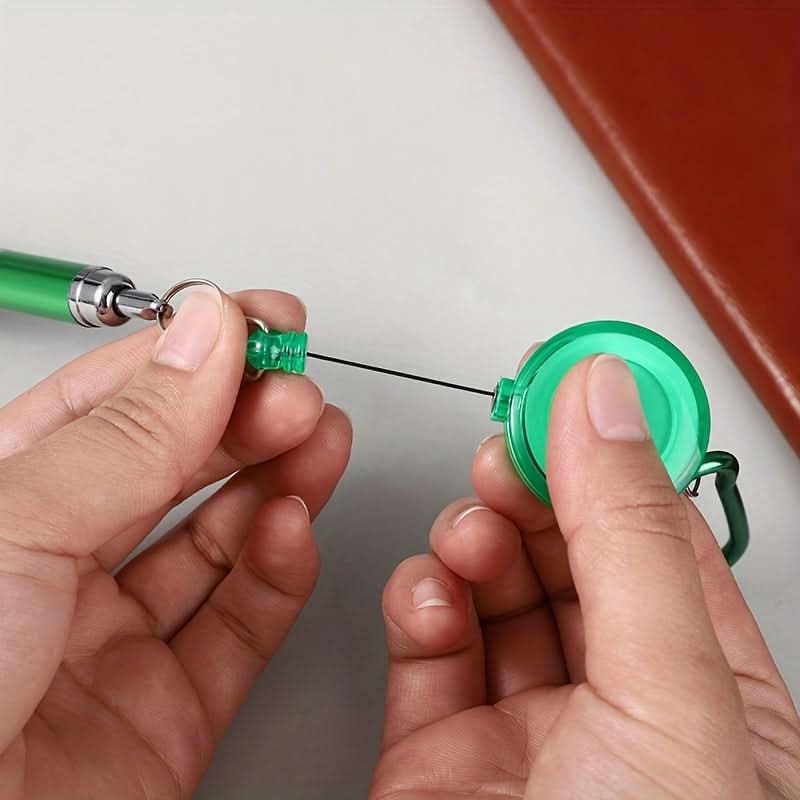 6-Pack Retractable Metal Ballpoint Pens with Keychain Clip – Quick-Dry