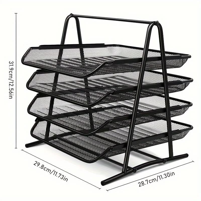 4-Tier Metal Desk File Organizer