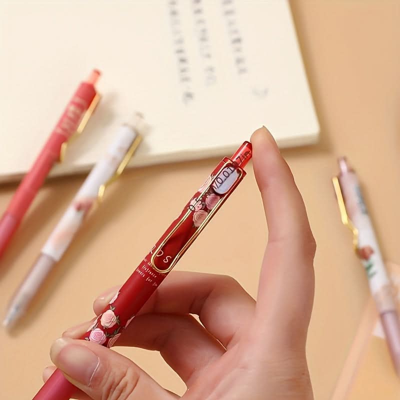 Vintage Rose Retractable Ballpoint Pen Set – Quick Drying