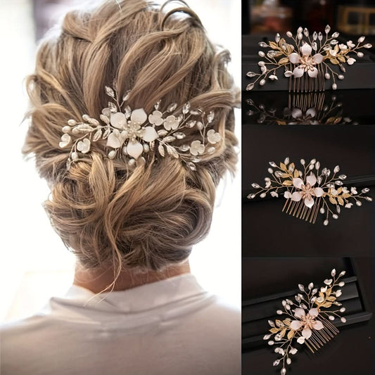 Elegant Romantic Flower & Branch Hair Comb - Bridal & Party Hair Accessories