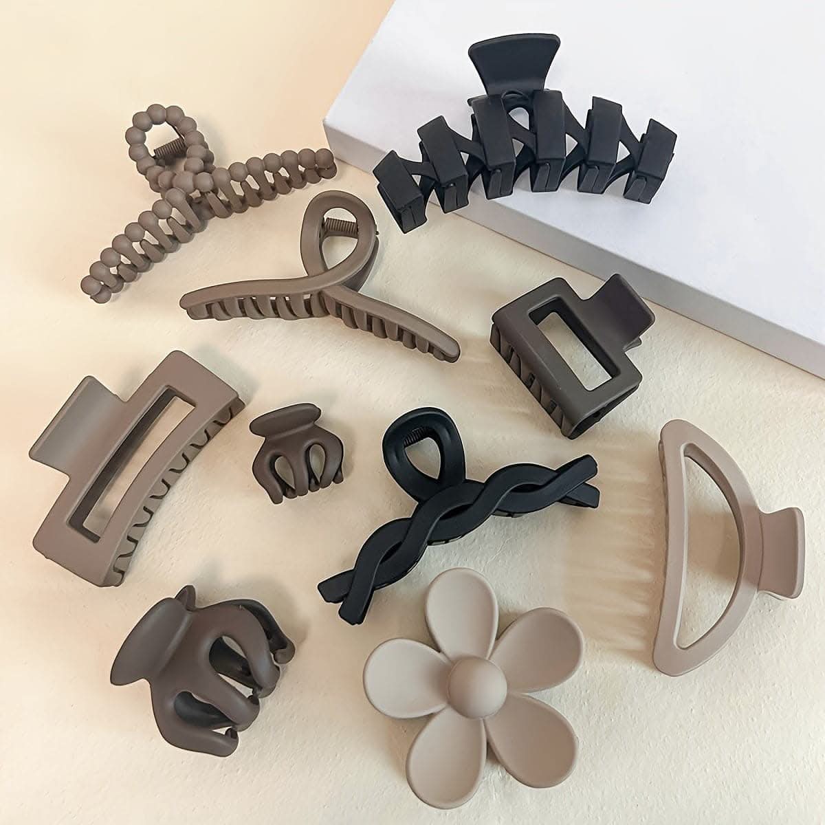 10-Pc Colorful Geometric Flower Hair Claw Set – Stylish & Durable Hair Clips