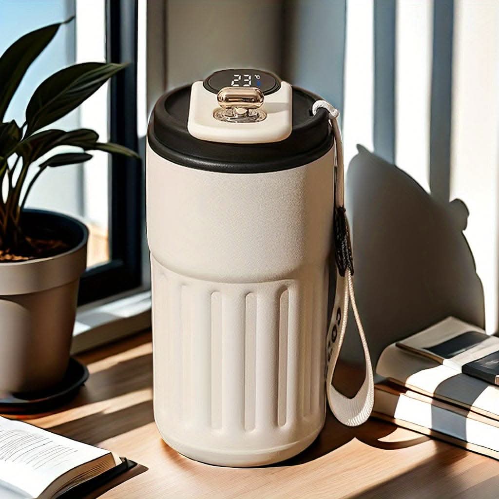Temperature-Display Smart Travel Mug – 410ml Stainless Steel with Vacuum Insulation